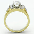 Gold Wedding Rings TK736 Two-Tone Gold - Stainless Steel Ring with CZ