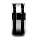 Silver Jewelry Rings Men's Band Rings TK2927 Stainless Steel Ring with Epoxy in Jet Alamode Fashion Jewelry Outlet
