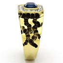 Men's Gold Band Rings TK756 Two-Tone Gold - Stainless Steel Ring with Crystal