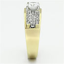 Men's Gold Band Rings TK759 Two-Tone Gold - Stainless Steel Ring with CZ