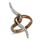 Mens Engagement Rings TK2991 Two Tone Light Brown Stainless Steel Ring with Crystal