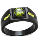 Silver Jewelry Rings Mens Fashion Rings TK1928 - Stainless Steel Ring & CZ in Olivine color Alamode Fashion Jewelry Outlet