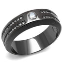 Mens Rings TK3275 Light Black (Gun) Stainless Steel Ring with CZ