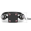 Mens Rings TK3513 Light Black (Gun) Stainless Steel Ring with Synthetic