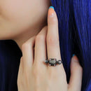 Mens Rings TK3513 Light Black (Gun) Stainless Steel Ring with Synthetic