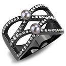 Mens Rings TK3515 Light Black (Gun) Stainless Steel Ring with Synthetic
