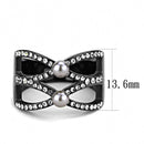 Mens Rings TK3515 Light Black (Gun) Stainless Steel Ring with Synthetic