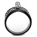Mens Rings TK3515 Light Black (Gun) Stainless Steel Ring with Synthetic