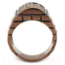 Mens Wedding Rings TK3077 Coffee light Stainless Steel Ring with Leather