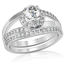 Pre Engagement Ring 1W164 Rhodium Brass Ring with AAA Grade CZ