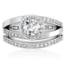 Pre Engagement Ring 1W164 Rhodium Brass Ring with AAA Grade CZ