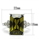 Pre Engagement Ring 3W029 Rhodium Brass Ring with CZ in Olivine color