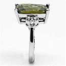 Silver Jewelry Rings Pre Engagement Ring 3W029 Rhodium Brass Ring with CZ in Olivine color Alamode Fashion Jewelry Outlet