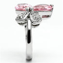 Pre Engagement Ring 3W051 Rhodium Brass Ring with AAA Grade CZ in Rose