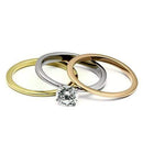Promise Rings TK620 Three-Tone Stainless Steel Ring with AAA Grade CZ