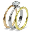 Promise Rings TK620 Three-Tone Stainless Steel Ring with AAA Grade CZ
