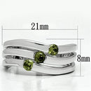 Proposal Ring 3W289 Rhodium Brass Ring with AAA Grade CZ in Olivine color