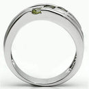 Proposal Ring 3W289 Rhodium Brass Ring with AAA Grade CZ in Olivine color