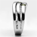 Proposal Ring 3W289 Rhodium Brass Ring with AAA Grade CZ in Olivine color