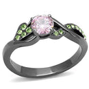 Rings For Women TK3132 Light Black (Gun) Stainless Steel Ring with CZ
