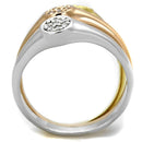 Silver Jewelry Rings Rose Gold Band Rings 3W862 Rhodium + Gold + Rose Gold Brass Ring with CZ Alamode Fashion Jewelry Outlet