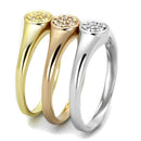 Silver Jewelry Rings Rose Gold Band Rings 3W862 Rhodium + Gold + Rose Gold Brass Ring with CZ Alamode Fashion Jewelry Outlet