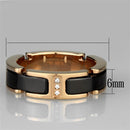 Silver Jewelry Rings Rose Gold Band Rings 3W964 Rose Gold - Stainless Steel Ring with Ceramic Alamode Fashion Jewelry Outlet