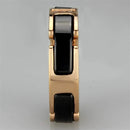 Silver Jewelry Rings Rose Gold Band Rings 3W964 Rose Gold - Stainless Steel Ring with Ceramic Alamode Fashion Jewelry Outlet