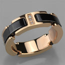 Silver Jewelry Rings Rose Gold Band Rings 3W964 Rose Gold - Stainless Steel Ring with Ceramic Alamode Fashion Jewelry Outlet
