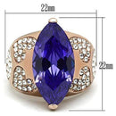 Silver Jewelry Rings Rose Gold Wedding Rings GL241 Rose Gold - Brass Ring with CZ in Tanzanite Alamode Fashion Jewelry Outlet