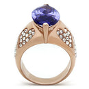 Silver Jewelry Rings Rose Gold Wedding Rings GL241 Rose Gold - Brass Ring with CZ in Tanzanite Alamode Fashion Jewelry Outlet