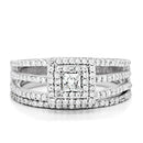 Silver Band Ring TS003 Rhodium 925 Sterling Silver Ring with AAA Grade CZ