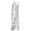 Silver Band Ring TS006 Rhodium 925 Sterling Silver Ring with AAA Grade CZ