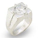 Silver Pinky Ring Mens 31533 - 925 Sterling Silver Ring with AAA Grade CZ