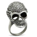 Silver Pinky Ring Mens 3W015 Antique Silver White Metal Ring with Crystal