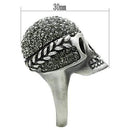 Silver Pinky Ring Mens 3W015 Antique Silver White Metal Ring with Crystal