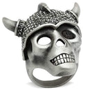 Silver Pinky Ring Mens 3W021 Antique Silver White Metal Ring with Crystal