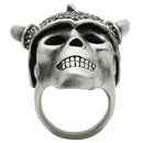 Silver Pinky Ring Mens 3W021 Antique Silver White Metal Ring with Crystal