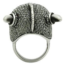 Silver Pinky Ring Mens 3W021 Antique Silver White Metal Ring with Crystal