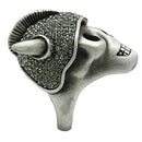 Silver Pinky Ring Mens 3W021 Antique Silver White Metal Ring with Crystal