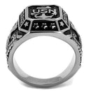 Silver Ring For Men TK2325 Stainless Steel Ring with Epoxy in Jet