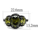 Silver Rings TS547 Ruthenium 925 Sterling Silver Ring in Olivine color
