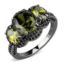 Silver Rings TS547 Ruthenium 925 Sterling Silver Ring in Olivine color