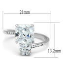Silver Rings TS557 Rhodium 925 Sterling Silver Ring with AAA Grade CZ