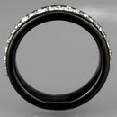 Silver Jewelry Rings Simple Engagement Rings 3W969 Stainless Steel Ring with Ceramic in Jet Alamode Fashion Jewelry Outlet
