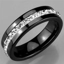 Silver Jewelry Rings Simple Engagement Rings 3W969 Stainless Steel Ring with Ceramic in Jet Alamode Fashion Jewelry Outlet