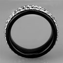 Silver Jewelry Rings Simple Engagement Rings 3W971 Stainless Steel Ring with Ceramic in Jet Alamode Fashion Jewelry Outlet