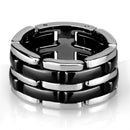 Silver Jewelry Rings Simple Engagement Rings 3W974 Stainless Steel Ring with Ceramic in Jet Alamode Fashion Jewelry Outlet