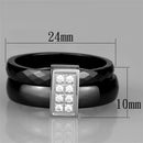 Silver Jewelry Rings Simple Engagement Rings 3W978 Stainless Steel Ring with Ceramic in Jet Alamode Fashion Jewelry Outlet