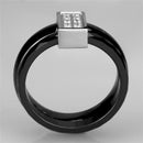 Silver Jewelry Rings Simple Engagement Rings 3W978 Stainless Steel Ring with Ceramic in Jet Alamode Fashion Jewelry Outlet
